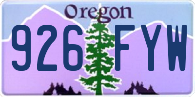OR license plate 926FYW