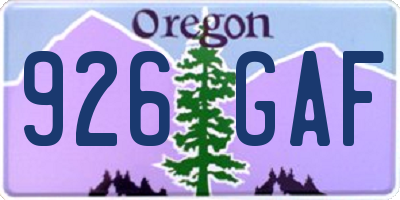 OR license plate 926GAF