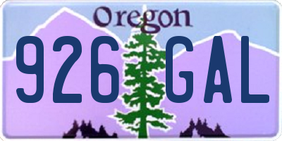 OR license plate 926GAL