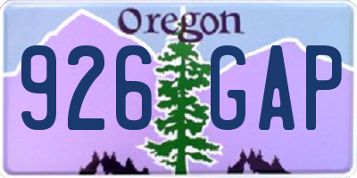 OR license plate 926GAP