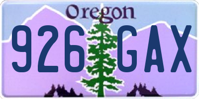 OR license plate 926GAX