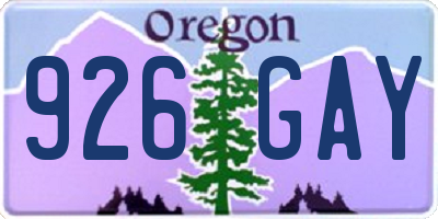 OR license plate 926GAY