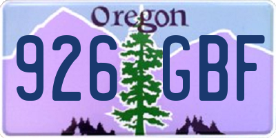 OR license plate 926GBF