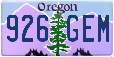 OR license plate 926GEM