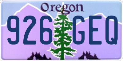OR license plate 926GEQ