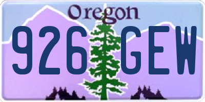 OR license plate 926GEW