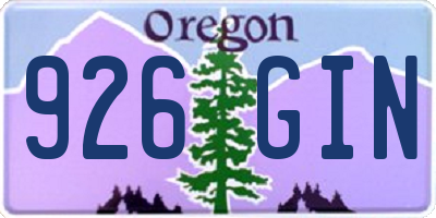 OR license plate 926GIN
