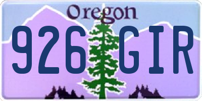 OR license plate 926GIR