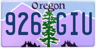 OR license plate 926GIU