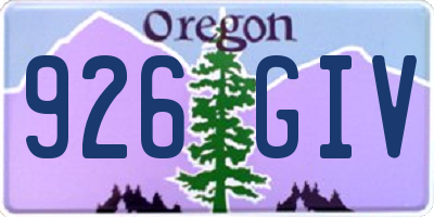 OR license plate 926GIV