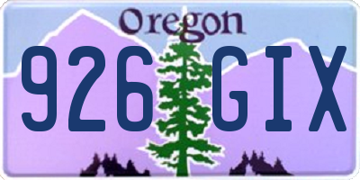 OR license plate 926GIX