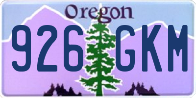 OR license plate 926GKM