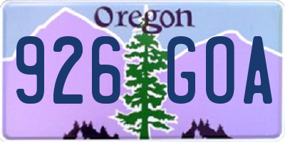 OR license plate 926GOA