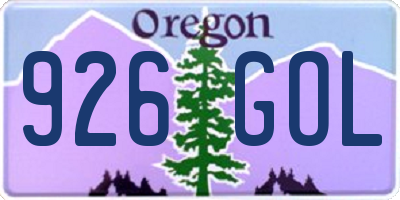 OR license plate 926GOL