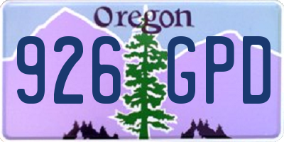 OR license plate 926GPD