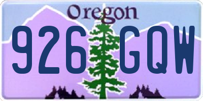 OR license plate 926GQW