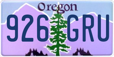 OR license plate 926GRU