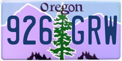 OR license plate 926GRW