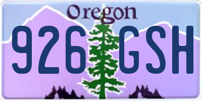 OR license plate 926GSH
