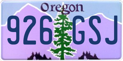 OR license plate 926GSJ