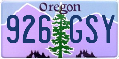 OR license plate 926GSY