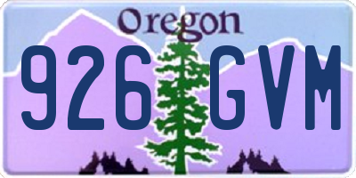 OR license plate 926GVM