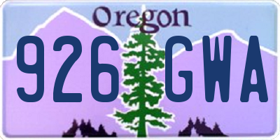 OR license plate 926GWA