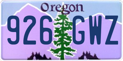 OR license plate 926GWZ