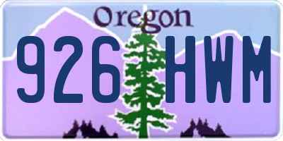 OR license plate 926HWM