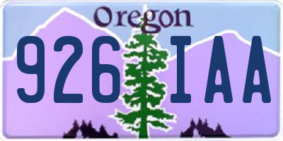 OR license plate 926IAA