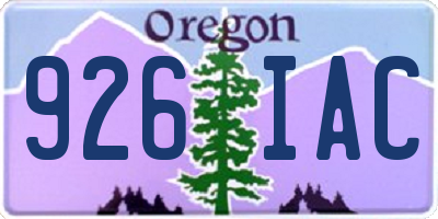 OR license plate 926IAC
