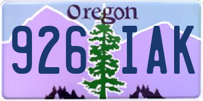 OR license plate 926IAK