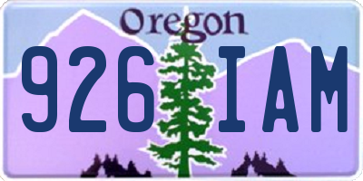 OR license plate 926IAM