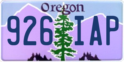 OR license plate 926IAP