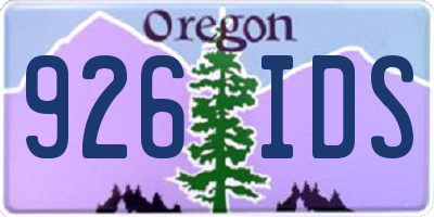 OR license plate 926IDS