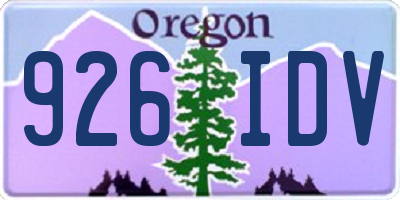 OR license plate 926IDV