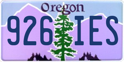 OR license plate 926IES