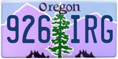 OR license plate 926IRG
