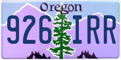 OR license plate 926IRR