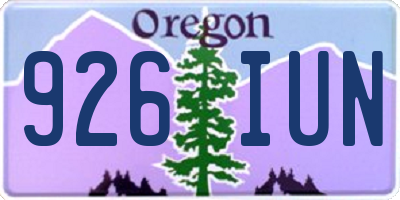 OR license plate 926IUN