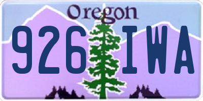 OR license plate 926IWA