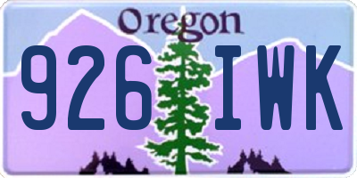 OR license plate 926IWK