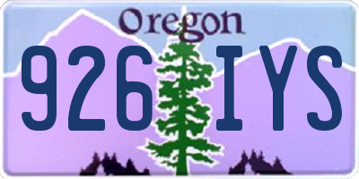 OR license plate 926IYS