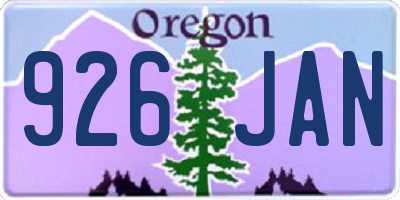 OR license plate 926JAN