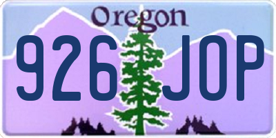 OR license plate 926JOP