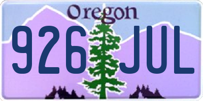 OR license plate 926JUL