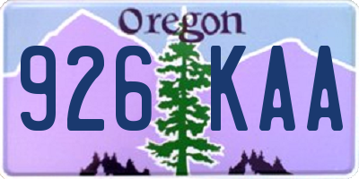 OR license plate 926KAA