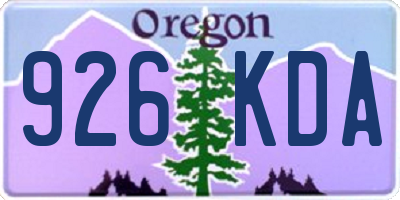OR license plate 926KDA