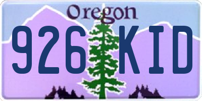 OR license plate 926KID