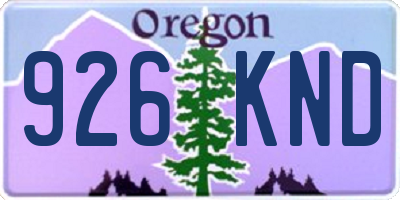 OR license plate 926KND